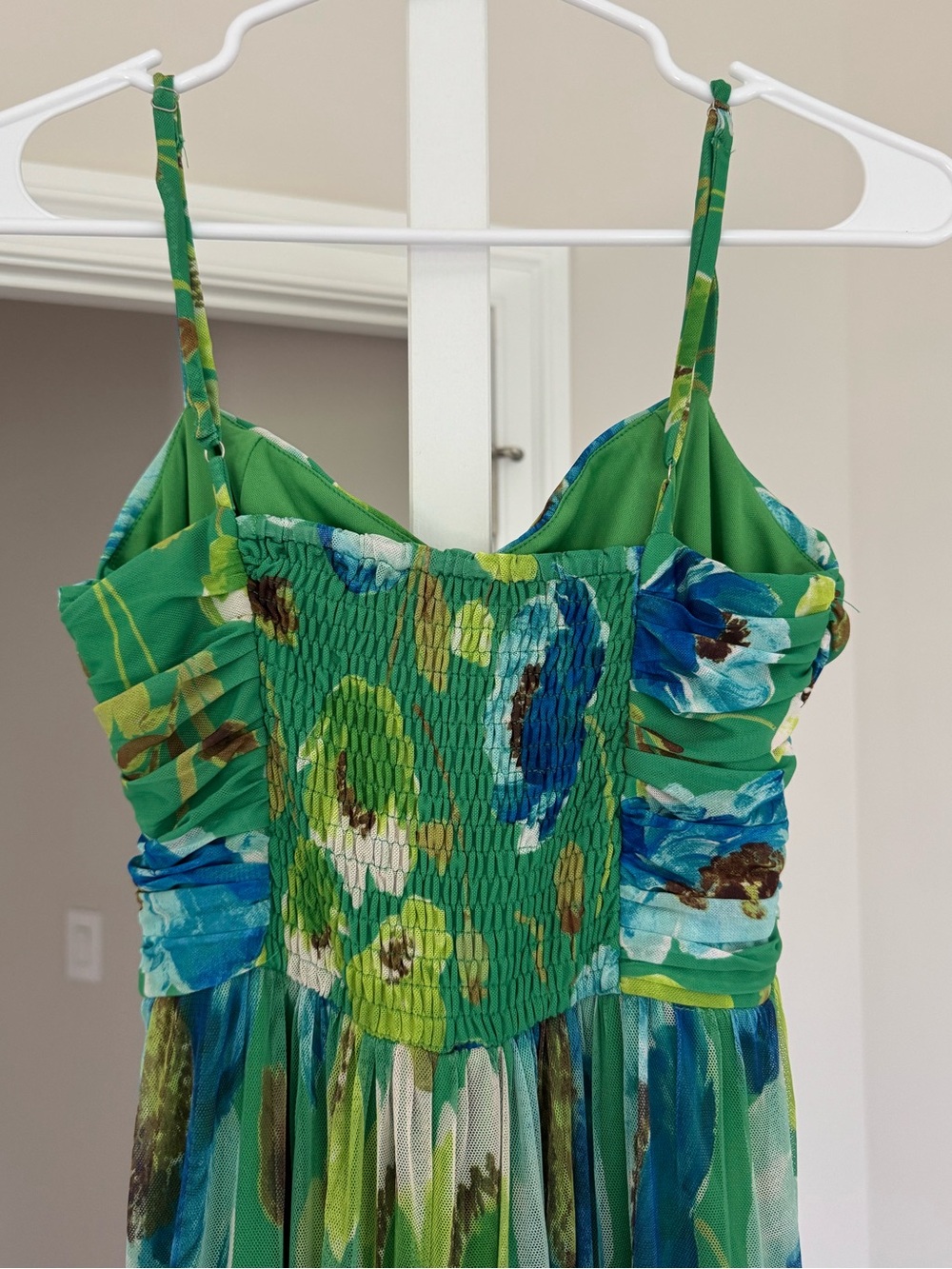 Aqua Floral Mesh Maxi Dress - size small from Bloomongdales - Picture 7 of 10